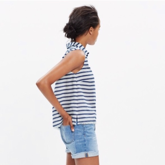 Madewell moment striped sleeveless shirt fringe - Picture 3 of 8